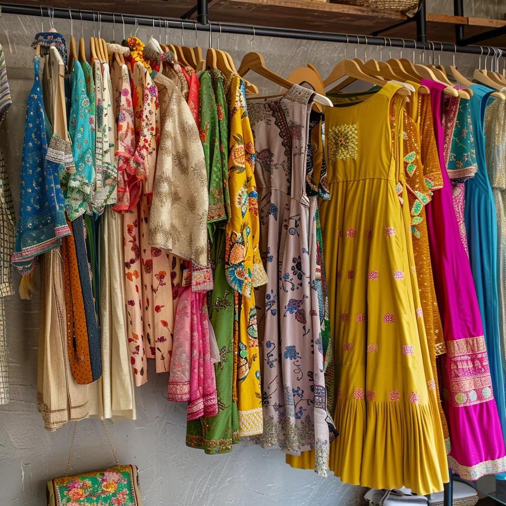 Display of affordable fashion items from Pakistani brands, showcasing casual wear and seasonal styles