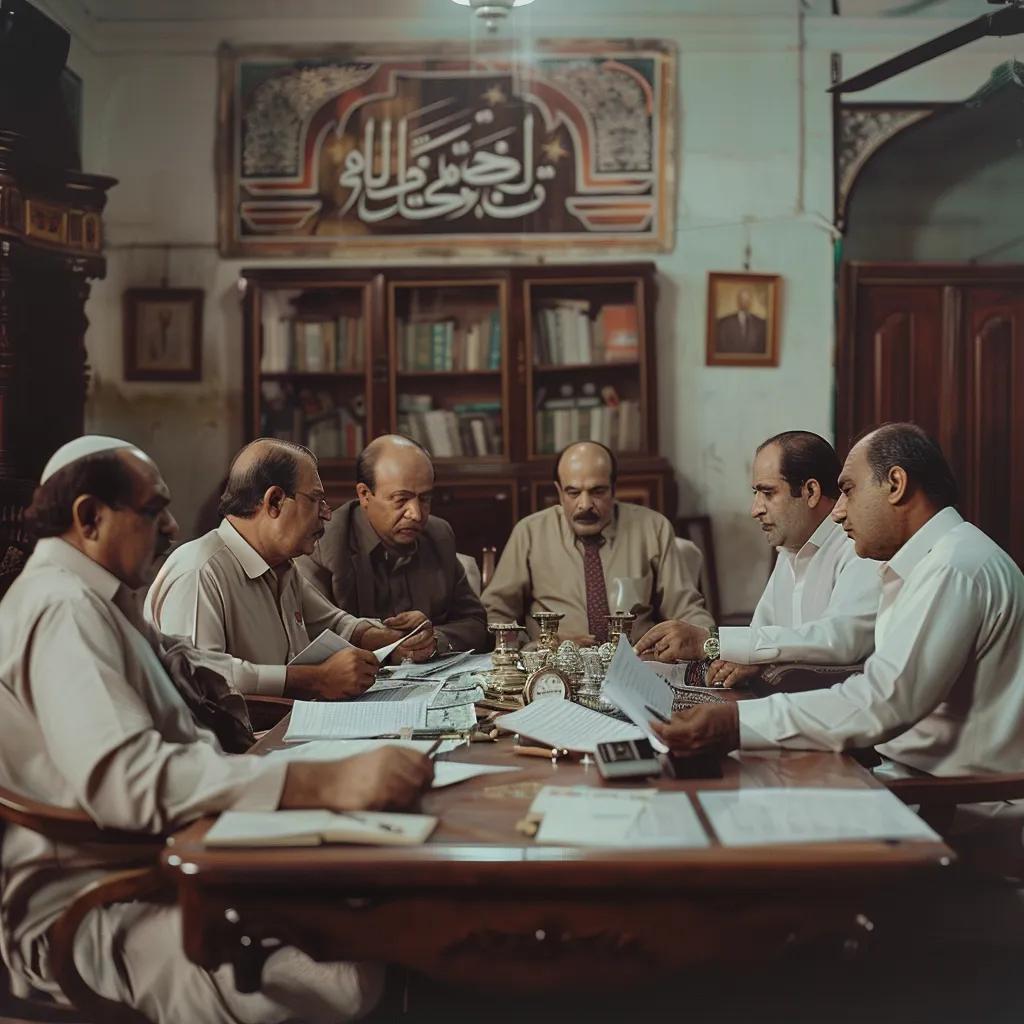 Prominent leaders of Pakistan Muslim League-Nawaz (PML-N) engaged in a strategic discussion during a political meeting