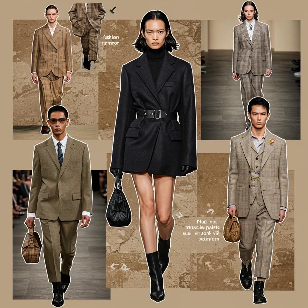 Collage of 2025-2026 fashion trends featuring diverse models in soft tailoring and sustainable materials
