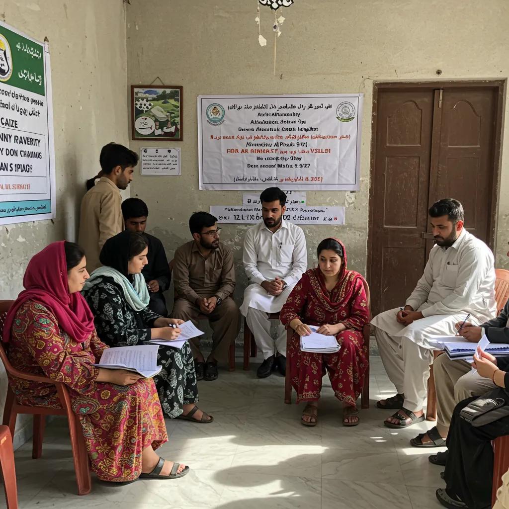 Government official engaging with beneficiaries of social welfare programs in Pakistan