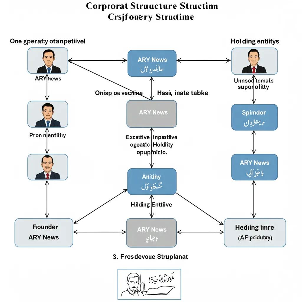 Corporate structure diagram illustrating the ownership hierarchy of ARY News
