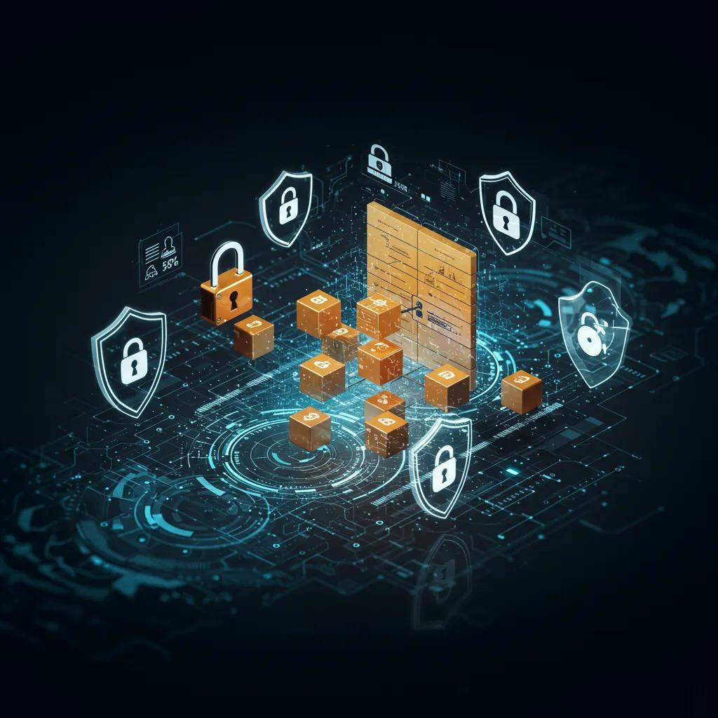 Digital representation of blockchain technology enhancing security and transparency