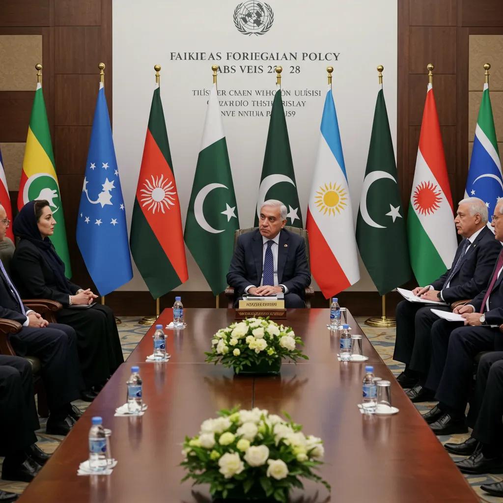 Diplomatic meeting scene showcasing Pakistan's foreign policy discussions with international representatives