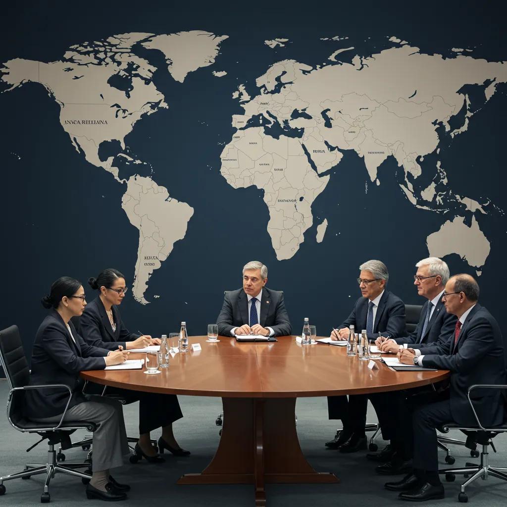 Diplomats discussing regional dynamics and geopolitical influences