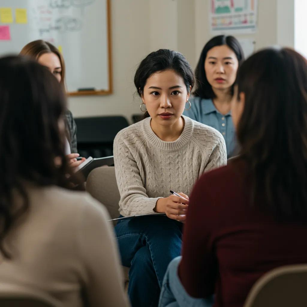 Educators participating in a counseling session, highlighting the importance of mental health support after trauma