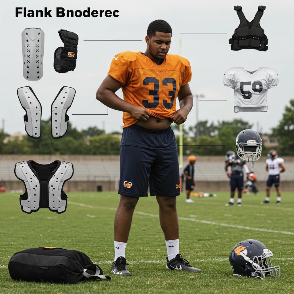 Football player wearing protective gear, illustrating prevention measures against kidney injuries in contact sports