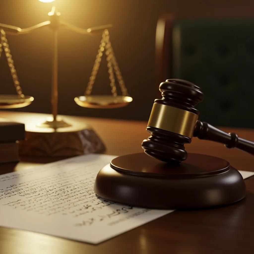 Gavel on legal document in a courtroom setting, representing the evolution of Pakistan's constitution and governance