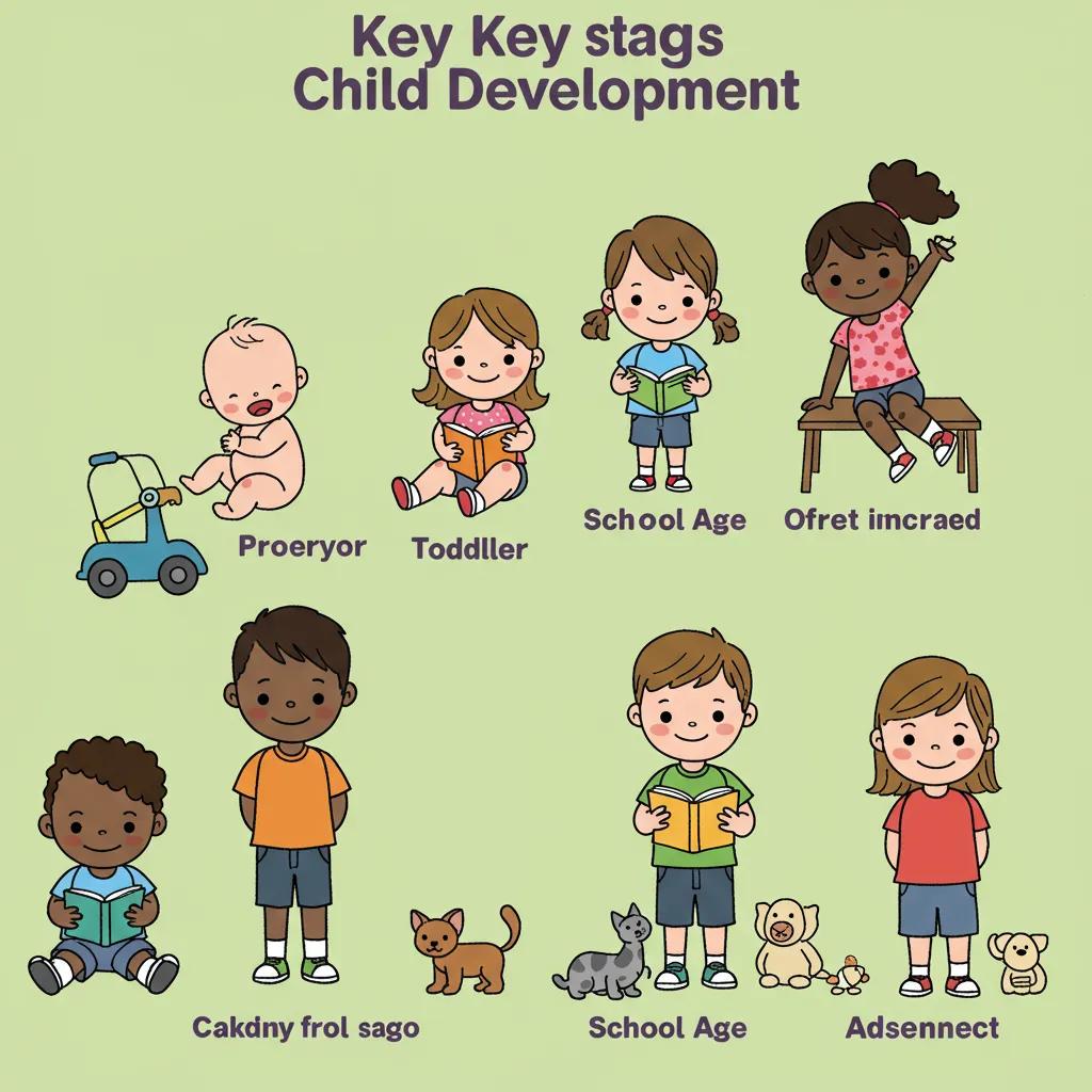 Illustration of children at various developmental stages, highlighting key milestones