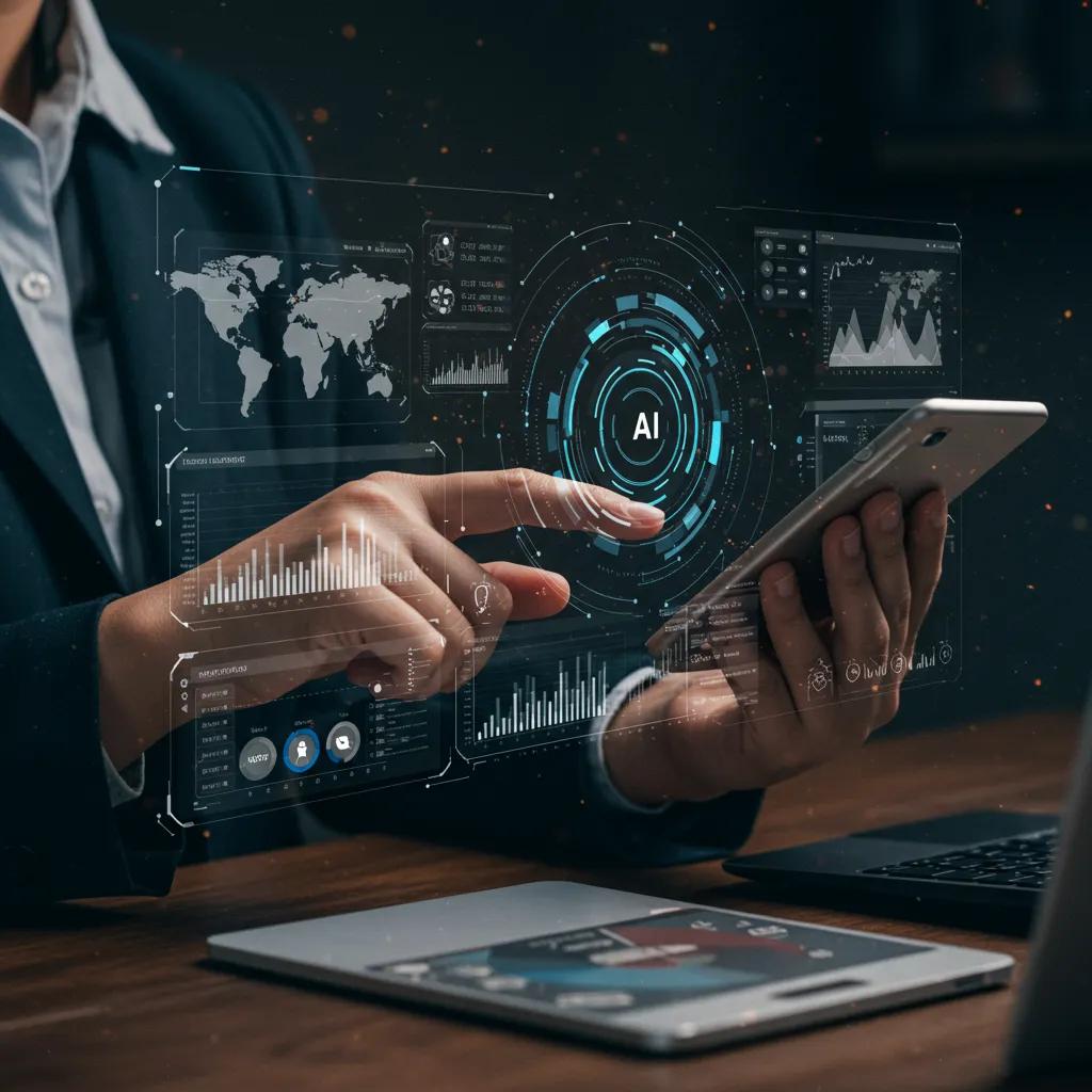 Journalist using advanced technology tools for news reporting