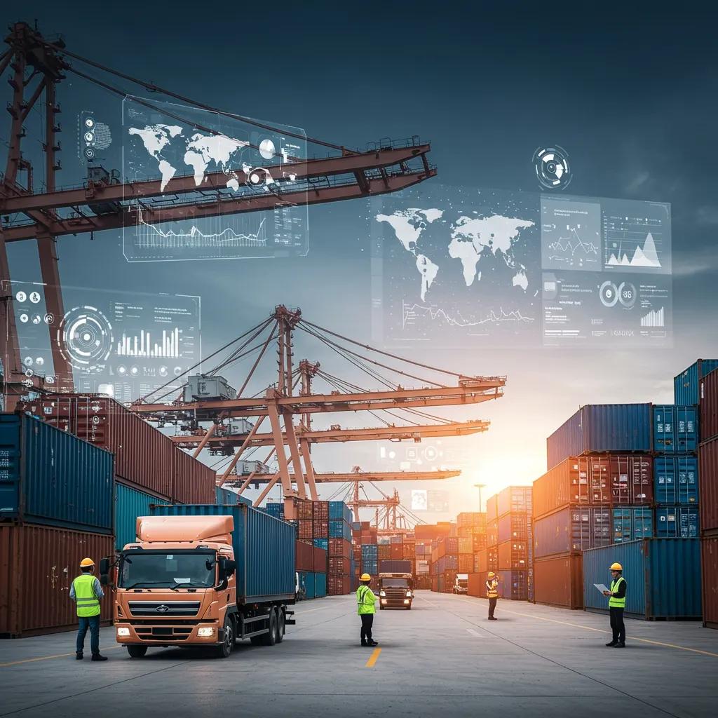 Logistics hub with advanced supply chain management technologies and real-time data analytics