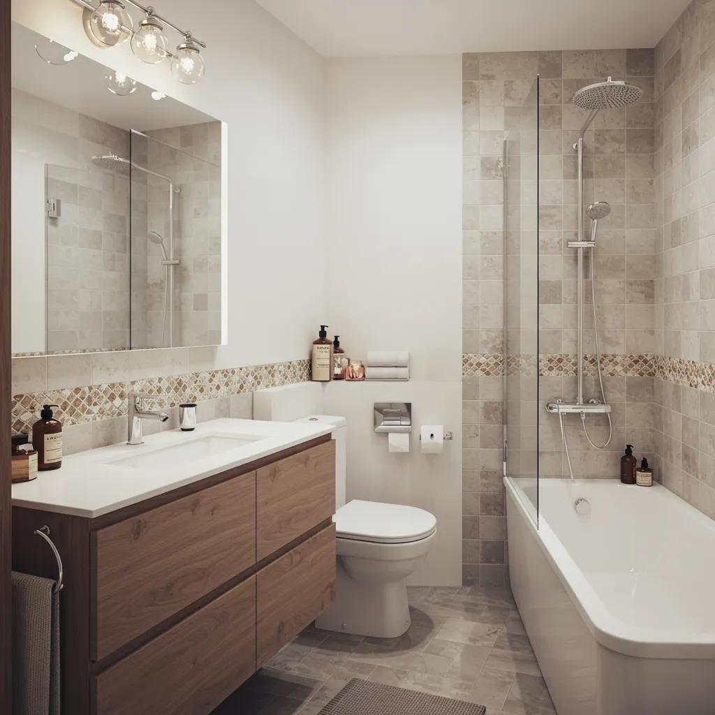 Modern bathroom featuring water-efficient fixtures and elegant design elements