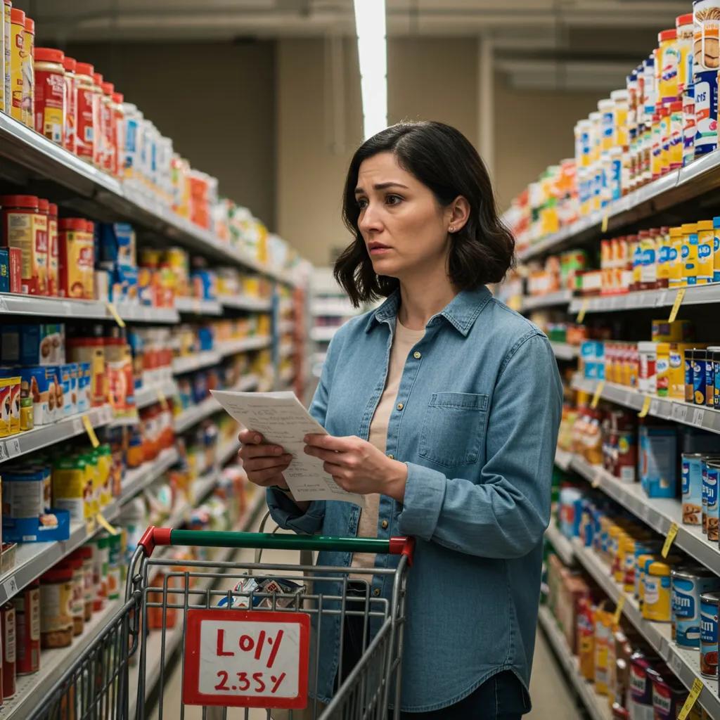 Mother shopping in a grocery store, illustrating the impact of SNAP and WIC benefit disruptions on families