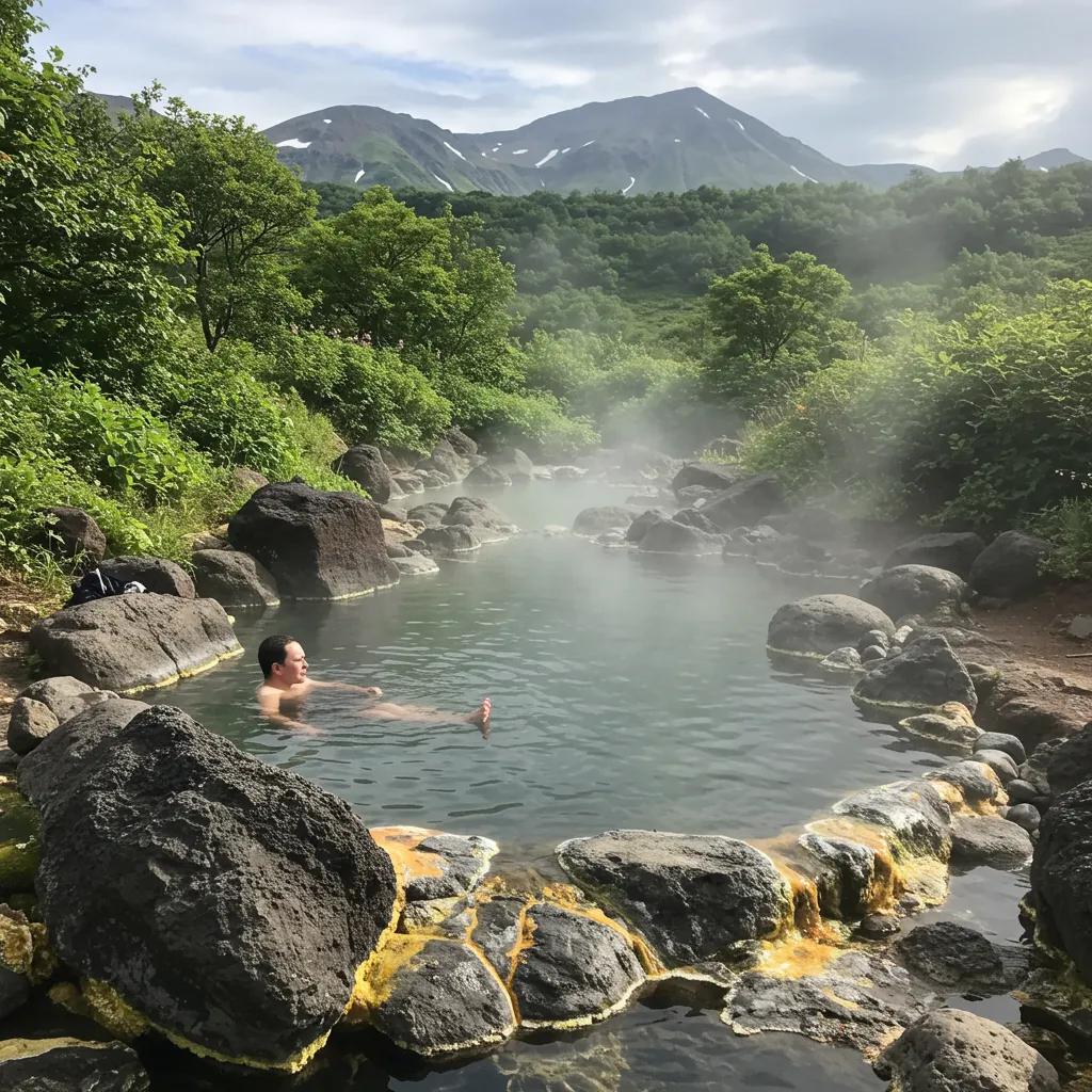 Natural hot spring in Kamchatka Peninsula, showcasing geothermal beauty and relaxation