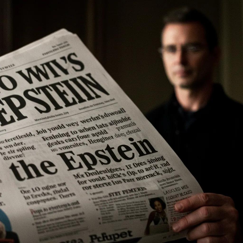 Newspaper headline about the Epstein scandal highlighting media scrutiny