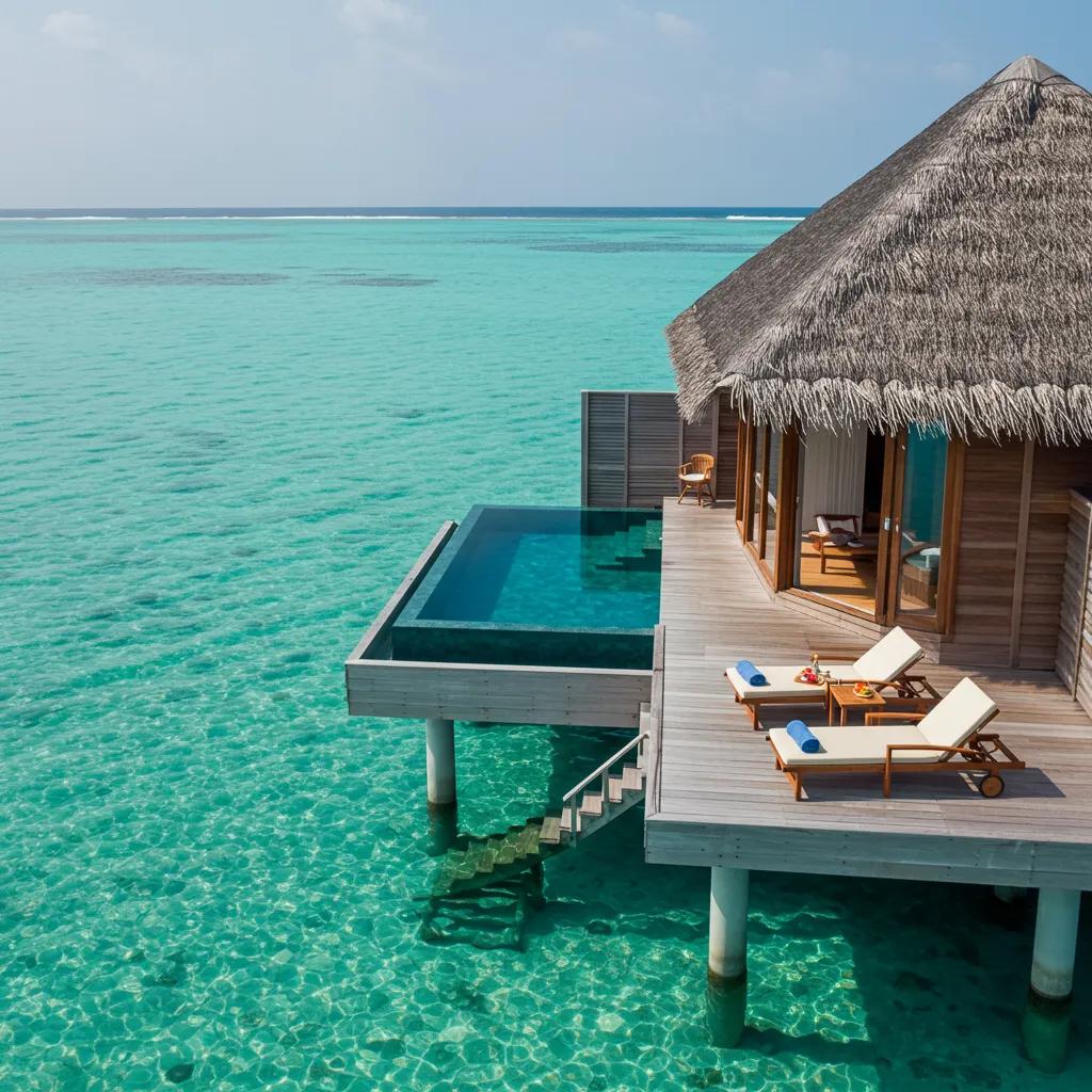 Overwater villa at Banana Island Resort with private deck and sea access
