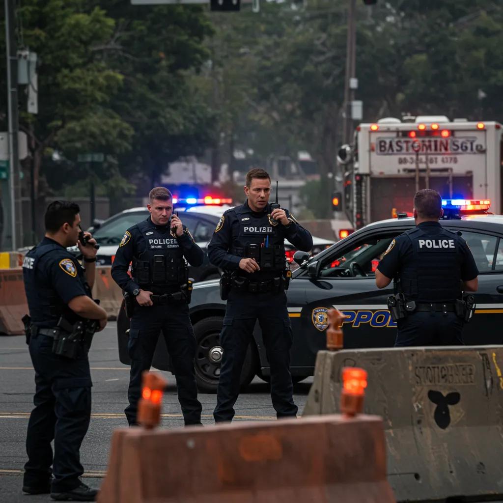 Police officers coordinating during a vehicle pursuit, highlighting law enforcement's response strategies