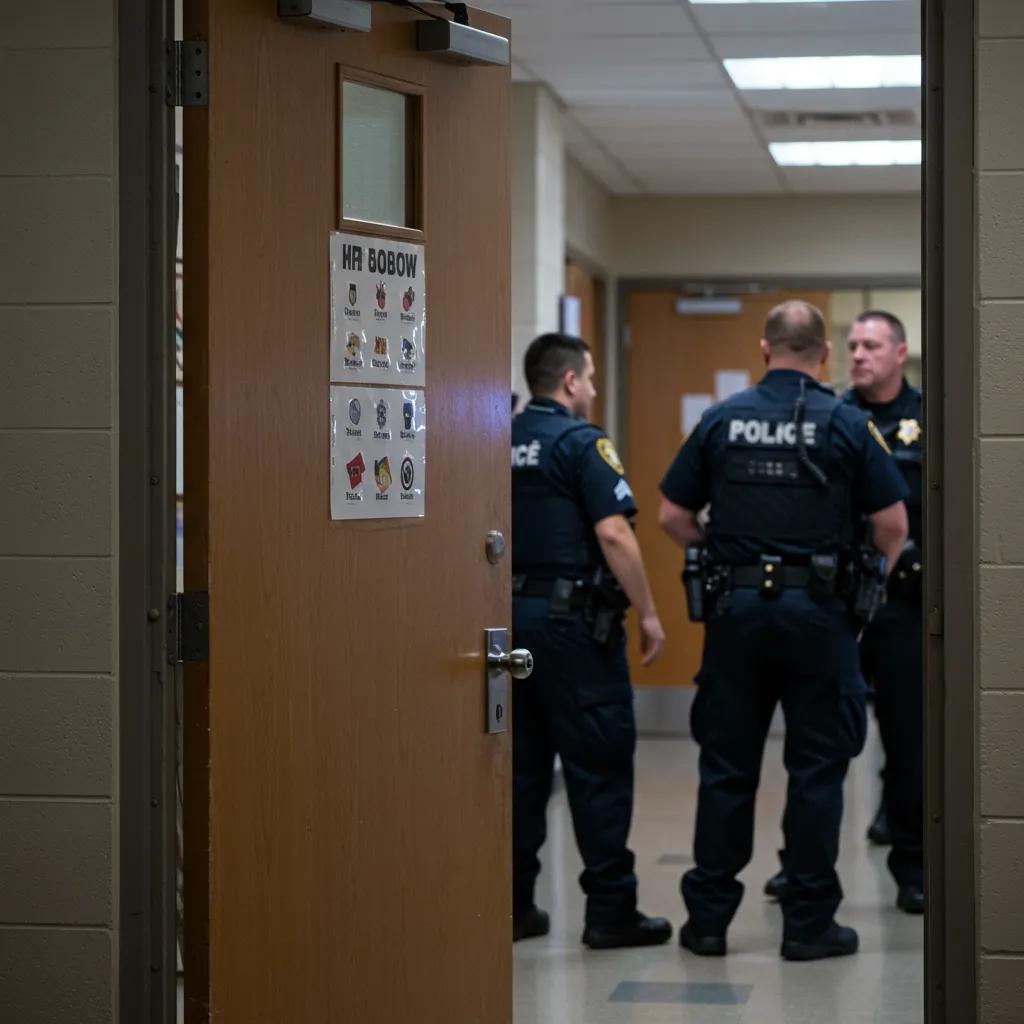 Police responding to the Richneck Elementary shooting, illustrating the urgency and seriousness of school safety