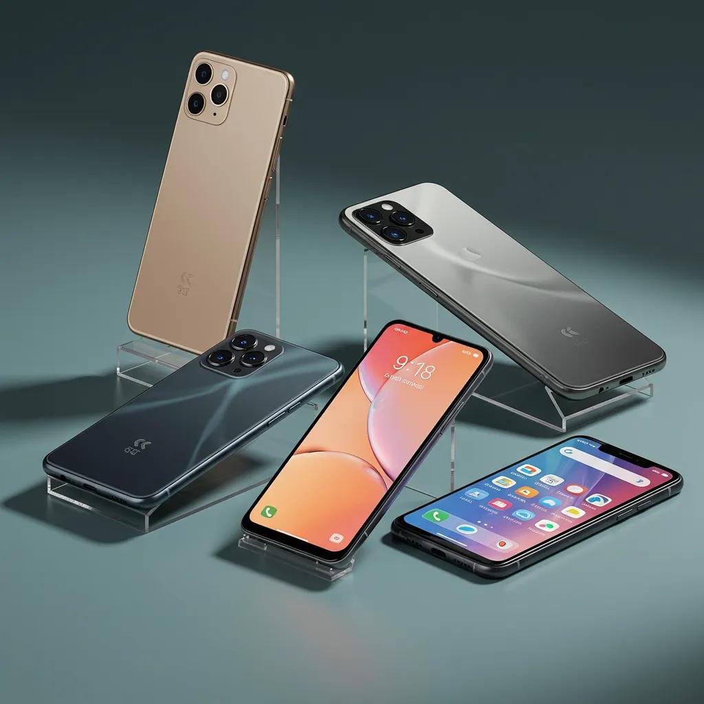 Selection of the best smartphones of 2025 displayed artistically, highlighting unique designs and features