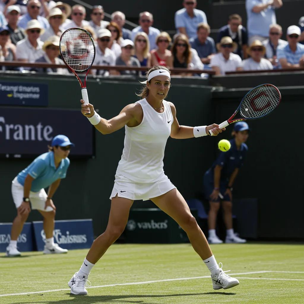 Tennis player serving during a Grand Slam match with an engaged audience