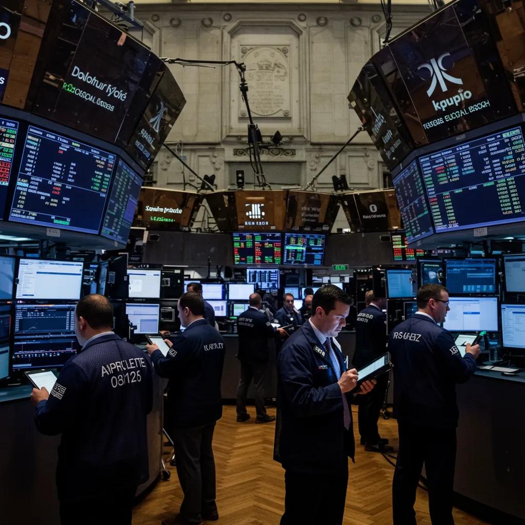 Traders on a stock exchange floor engaging in buying and selling activities