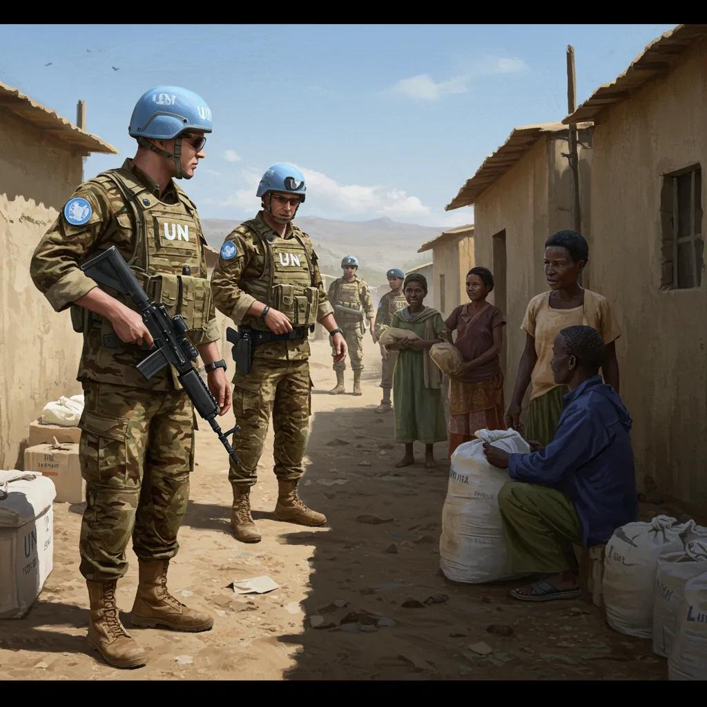 UN peacekeepers engaging positively with local communities in a conflict zone, showcasing their vital peacekeeping efforts