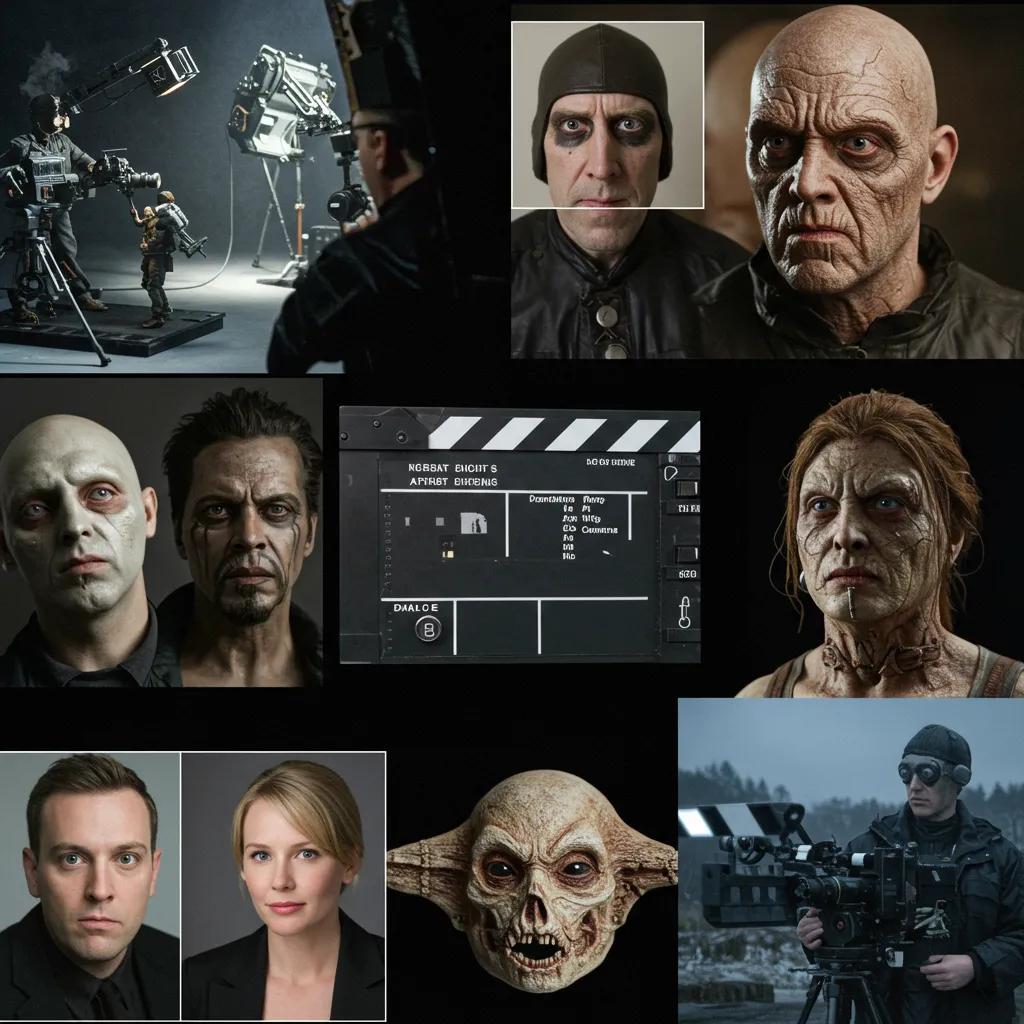 Visual representation of special effects techniques in filmmaking, showcasing practical and digital methods used in popular films