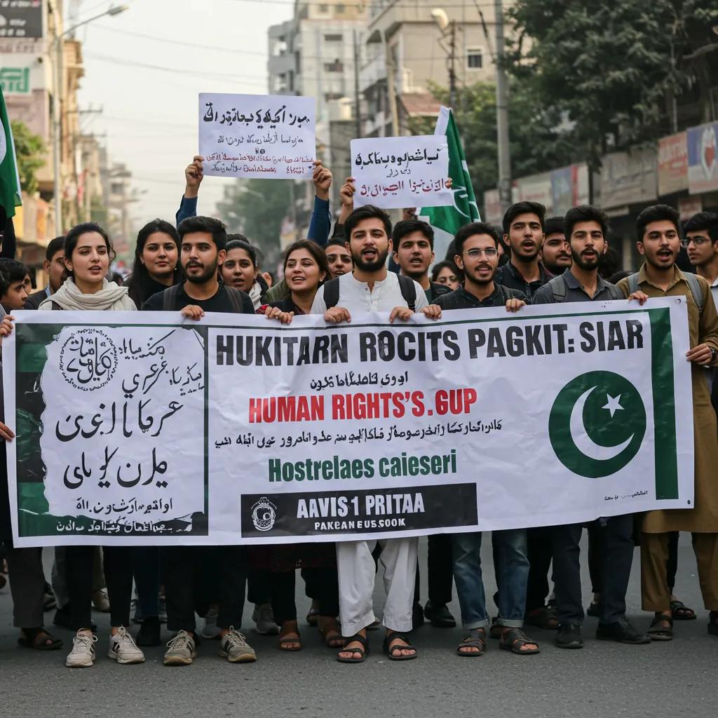 Young activists advocating for human rights in Pakistan, showcasing community engagement