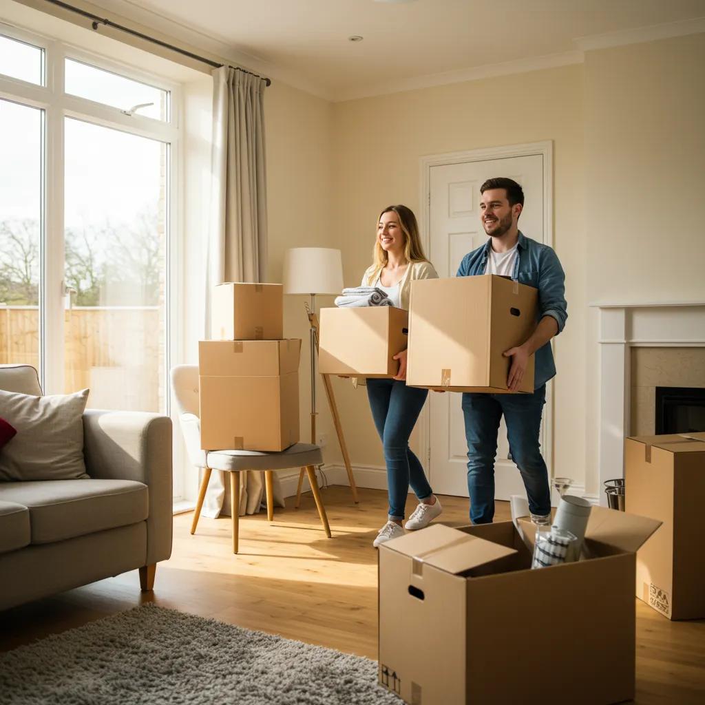 Young couple moving into a rental property, illustrating the buy-to-let investment strategy