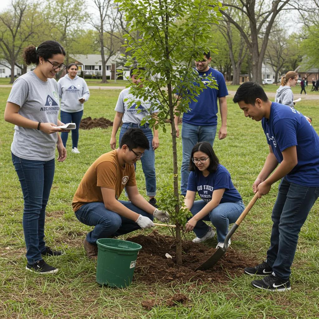 Young individuals participating in a community leadership initiative, highlighting teamwork and civic engagement