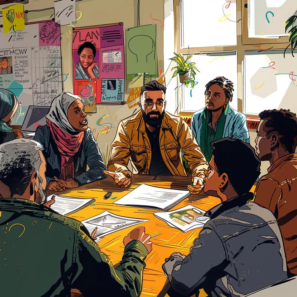 Zohran Mamdani discussing key policies with community members at a public meeting