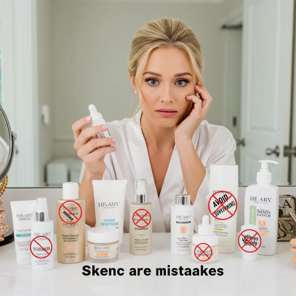 Bride carefully examining skincare products to avoid common pre-bridal mistakes