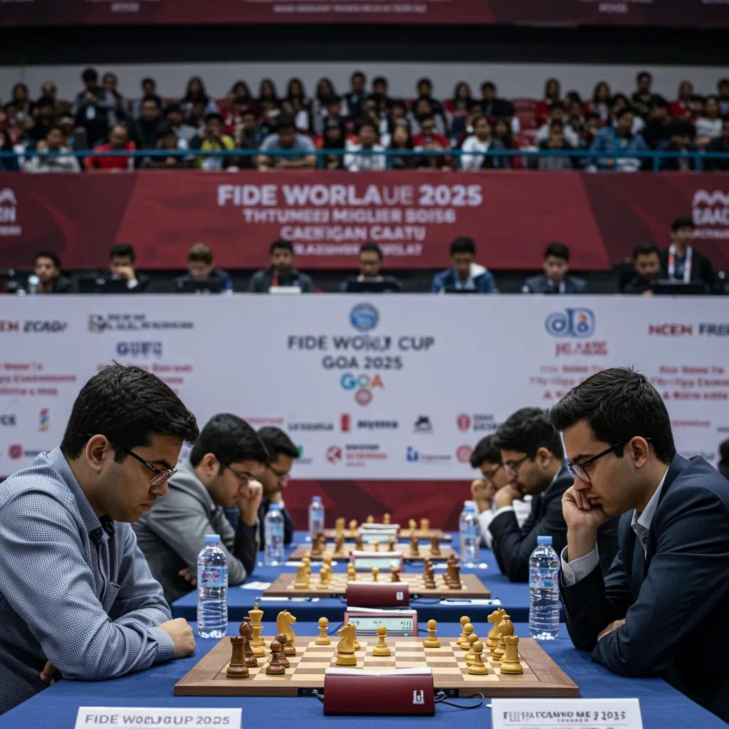 Diptayan Ghosh jubilantly celebrating his stunning upset victory over Ian Nepomniachtchi at the FIDE World Cup 2025.